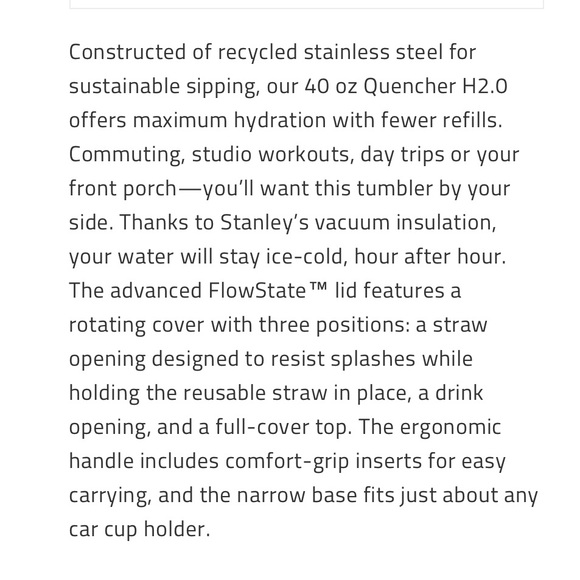 Stanley Quencher H2.0 FlowState 40 oz New in Box - Picture 3 of 8